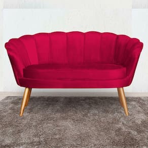 Namoradeira Estofada Decorativa Para Recepção Pétala Veludo Vermelho - LM DECOR