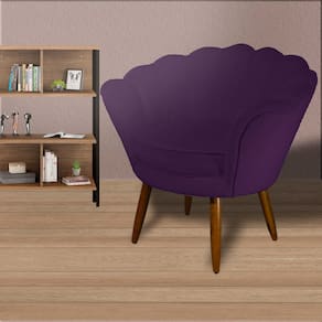 Poltrona Decorativa Estofada Para Hall de Entrada Pétala Suede Roxo - LM DECOR