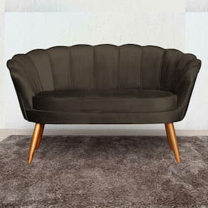Namoradeira Estofada Decorativa Para Recepção Pétala Veludo Marrom - LM DECOR