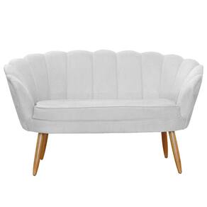 Namoradeira Estofada 2 Lugares Para Sala Comercial Pétala Suede Branco - LM DECOR