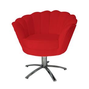 Jogo 2 Poltronas Para Sala Comercial Base Giratória de Metal Pétala Suede Vermelho - LM DECOR
