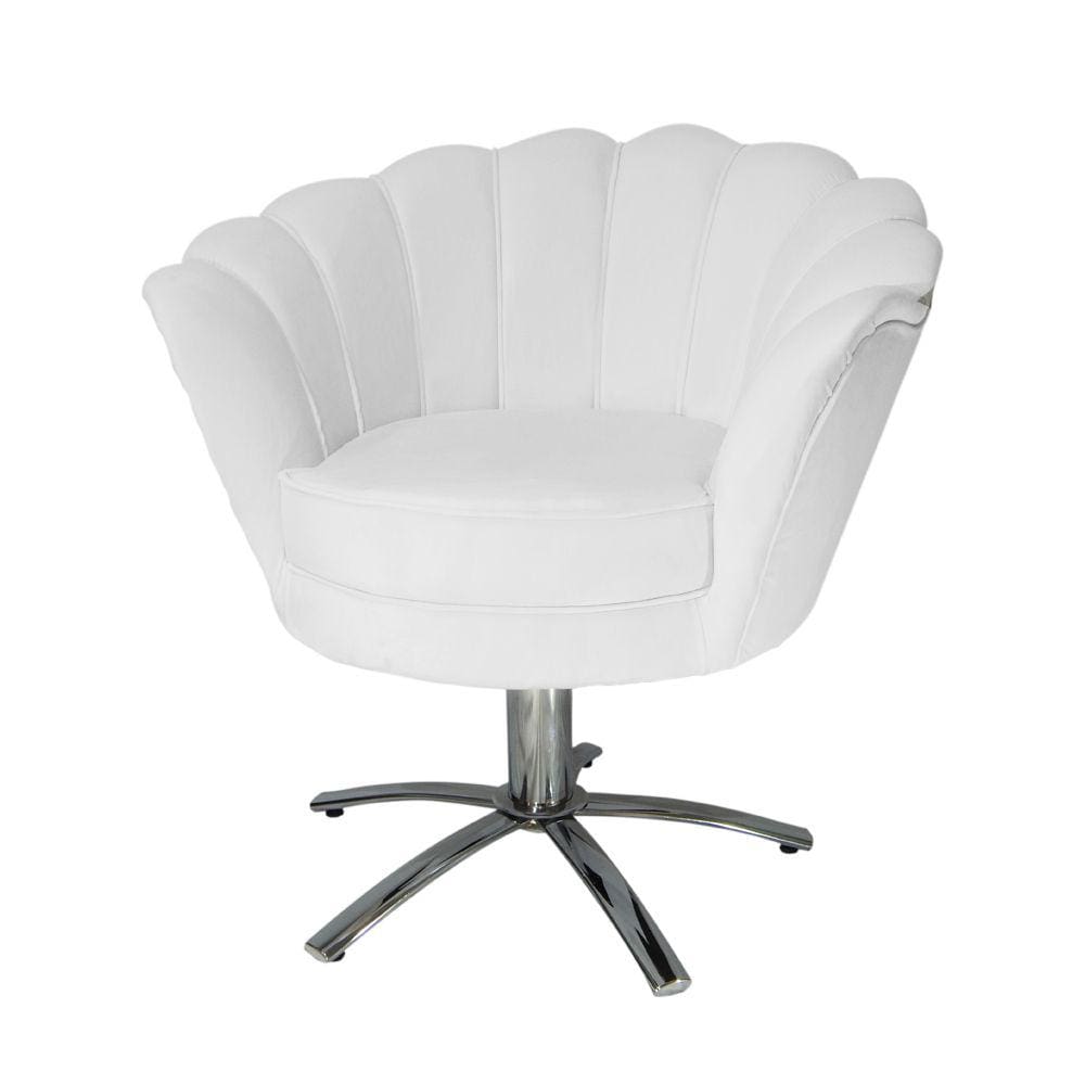 Conjunto 2 Poltronas Estofada Com Base Giratória de Metal Pétala Suede Branco - LM DECOR