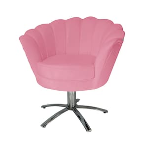 Jogo 2 Poltronas Para Sala Comercial Base Giratória de Metal Pétala Suede Rosa Barbie - LM DECOR