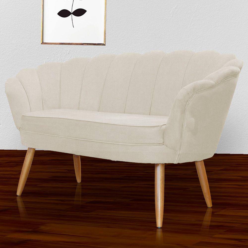 Namoradeira Estofada Decorativa Para Recepção Pétala Suede Bege - LM DECOR