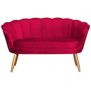 Namoradeira Estofada 2 Lugares Para Sala Comercial Pétala Veludo Vermelho - LM DECOR