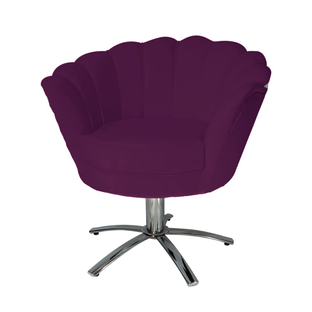 Conjunto 2 Poltronas Estofada Com Base Giratória de Metal Pétala Veludo Roxo - LM DECOR