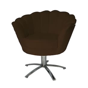 Jogo 2 Poltronas Para Sala Comercial Base Giratória de Metal Pétala Suede Marrom - LM DECOR