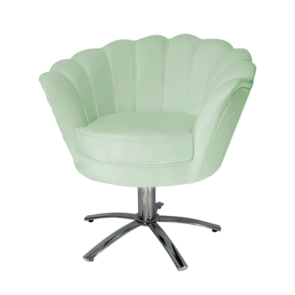 Conjunto 2 Poltronas Estofada Com Base Giratória de Metal Pétala Veludo Verde Chá - LM DECOR