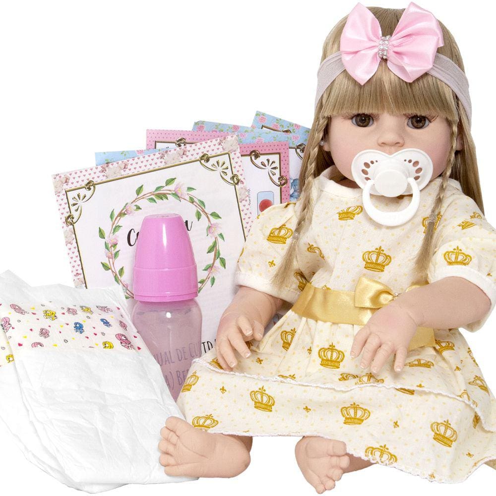 Bebê Reborn Silicone Boneca Mariana Delicada 48 cm 