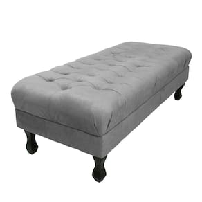 Puff Decorativo Retrô Luis Xv Captonê 1 Metro Suede Cinza- LM DECOR