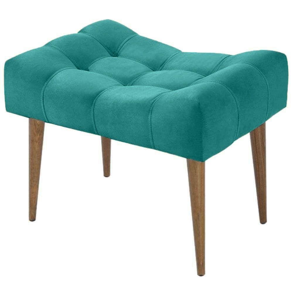 Puff Banqueta Decorativa Para Sala E Quarto Requinte Suede Azul Turquesa - LM DECOR