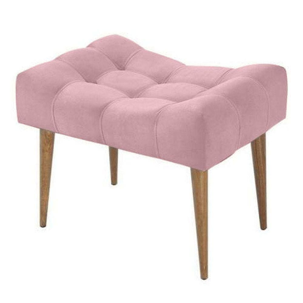 Puff Banqueta Decorativa Para Sala E Quarto Requinte Suede Rosê - LM DECOR