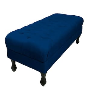 Puff Decorativo Retrô Luis Xv Capitonê 1 Metro Suede Azul Marinho - LM DECOR