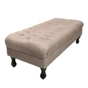Puff Decorativo Retrô Luis Xv Capitonê 1 Metro Suede Bege - LM DECOR