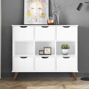 Nicho Organizador Retro Branco Com 6 Gavetas Brancas Qmovi Móveis