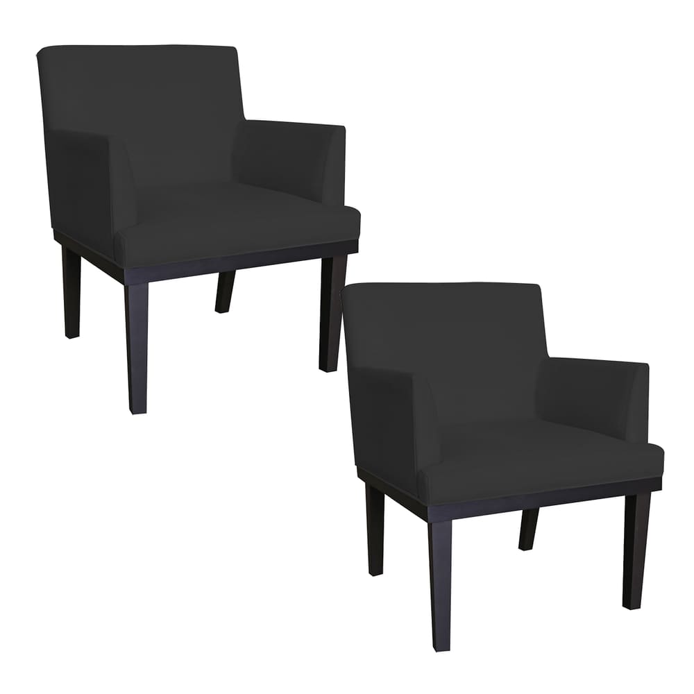 Kit 02 Poltronas Para Sala e Escritório Vitória Corano Preto - LM DECOR