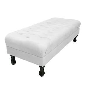Puff Decorativo Retrô Luis Xv Captonê 1 Metro Suede Branco - LM DECOR