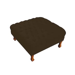 Puff Banco Retrô Luis Xv Capitonê 40 x 70 x 70cm Quarto Closet Suede Marrom - LM DECOR