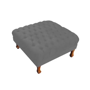 Puff Banco Retrô Luis Xv Capitonê 40 x 70 x 70cm Quarto Closet Suede Cinza - LM DECOR