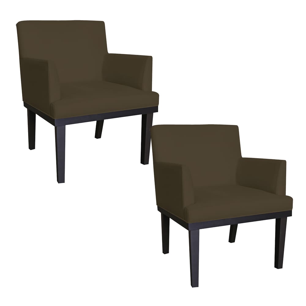 Kit 02 Poltronas Para Sala e Escritório Vitória Corano Marrom - LM DECOR