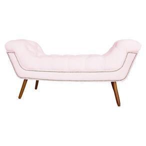 Recamier Calçadeira Estofado Sienna Casal 140 Cm Corano Rosa Bebe - LM DECOR