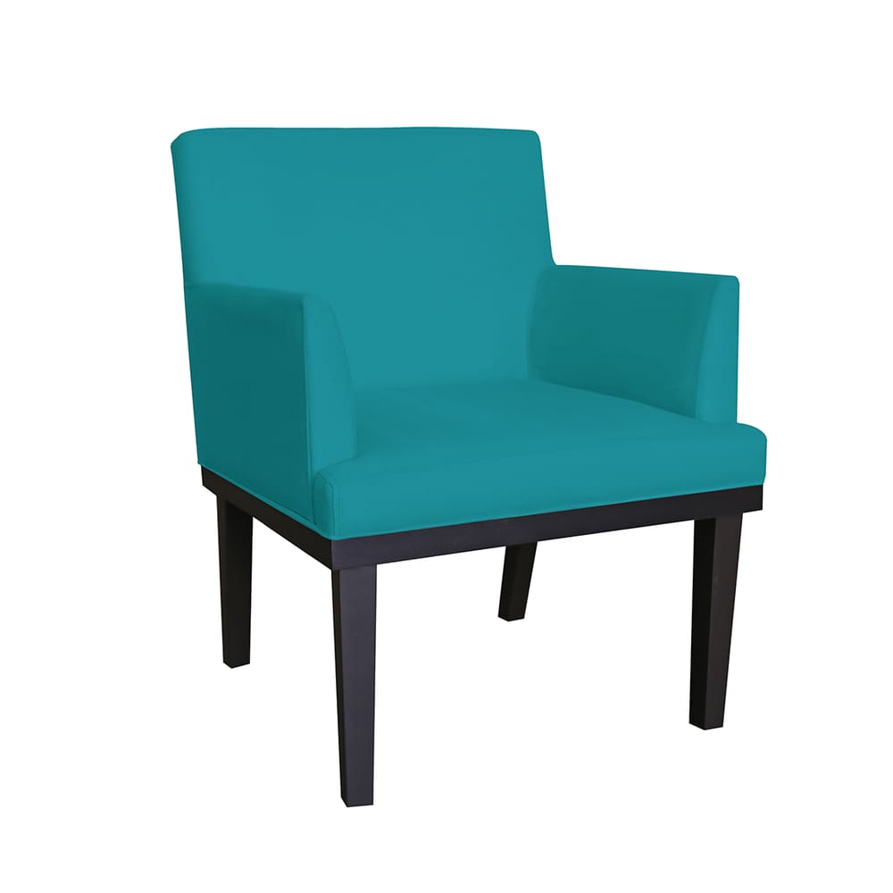 Poltrona Decorativa Para Sala E Escritório Vitória Suede Azul Turquesa - LM DECOR
