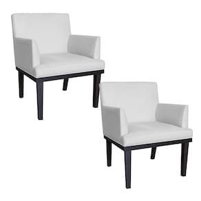 Kit 02 Poltronas Decorativas Para Sala E Escritório Vitória Corano Branco- LM DECOR