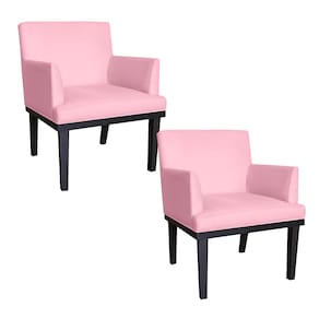 Kit 02 Poltronas Decorativas Para Sala E Escritório Vitória Corano Rosa Bebê - LM DECOR