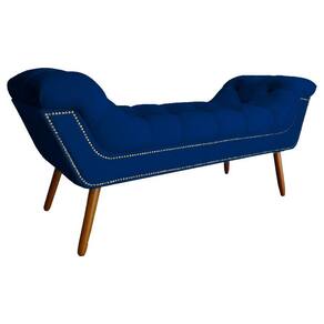 Recamier Calçadeira Estofado Sienna Casal 140 Cm Suede Azul Marinho - LM DECOR