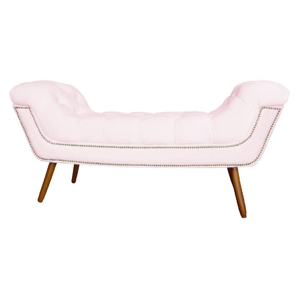 Recamier Calçadeira Estofado Sienna King 195 Cm Corano Rosa Bebe - LM DECOR
