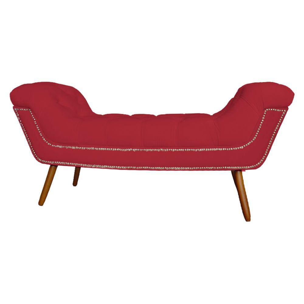 Recamier Calçadeira Estofado Sienna Casal 140 Cm Corano Vermelho - LM DECOR