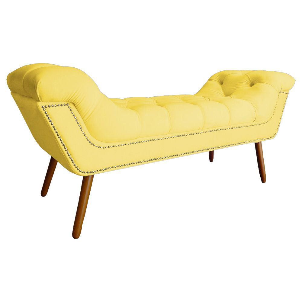 Recamier Calçadeira Estofado Sienna King 195 Cm Suede Amarelo - LM DECOR