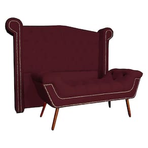 Conjunto Sienna Cabeceira e Recamier Solteiro 90 Cm Suede Vermelho Bordo - LM DECOR