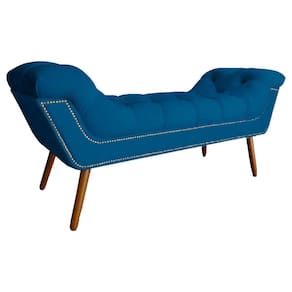 Recamier Calçadeira Estofado Sienna Queen 160 Cm Suede Azul Royal - LM DECOR