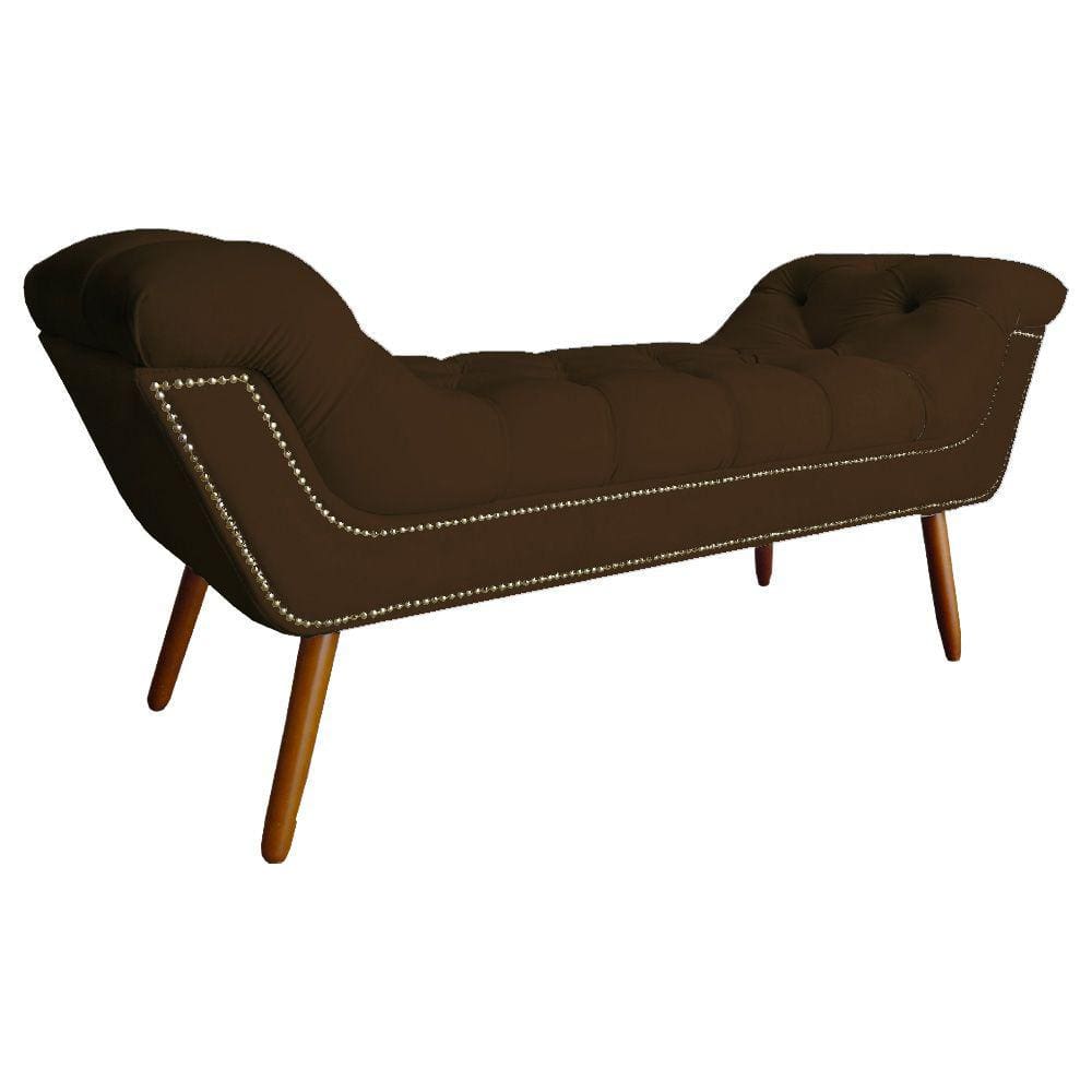 Recamier Calçadeira Estofado Sienna Casal 140 Cm Suede Marrom - LM DECOR