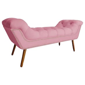 Recamier Calçadeira Estofado Sienna Casal 140 Cm Suede Rosa Barbie - LM DECOR