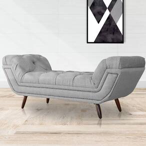 Recamier Calçadeira Estofado Sienna Casal 140 Cm Linho Cinza - LM DECOR
