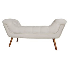 Recamier Calçadeira Estofado Sienna Casal 140 Cm Corano Bege - LM DECOR