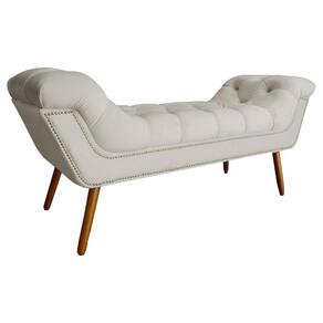 Recamier Calçadeira Estofado Sienna Casal 140 Cm Suede Bege - LM DECOR