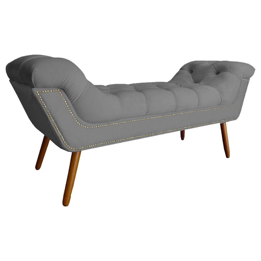 Recamier Calçadeira Estofado Sienna King 195 Cm Suede Cinza - LM DECOR