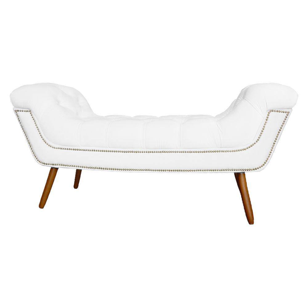 Recamier Calçadeira Estofado Sienna Casal 140 Cm Corano Branco - LM DECOR