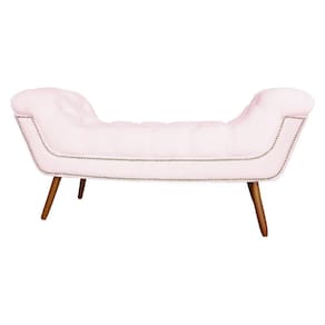 Recamier Calçadeira Estofado Sienna Queen 160 Cm Corano Rosa Bebe - LM DECOR