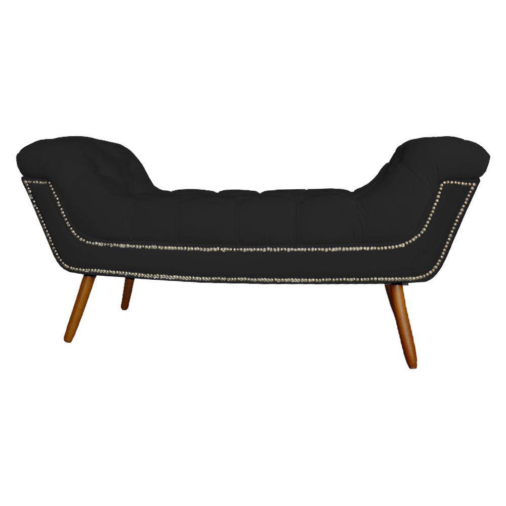 Recamier Calçadeira Estofado Sienna Casal 140 Cm Corano Preto - LM DECOR