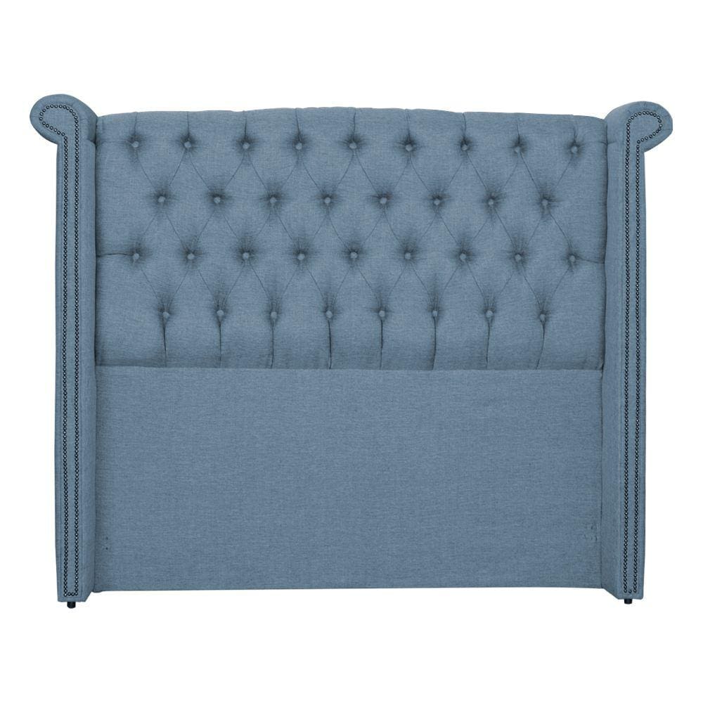 Cabeceira Estofada Sienna Para Cama Box Casal 140 Cm Linho Azul - LM DECOR
