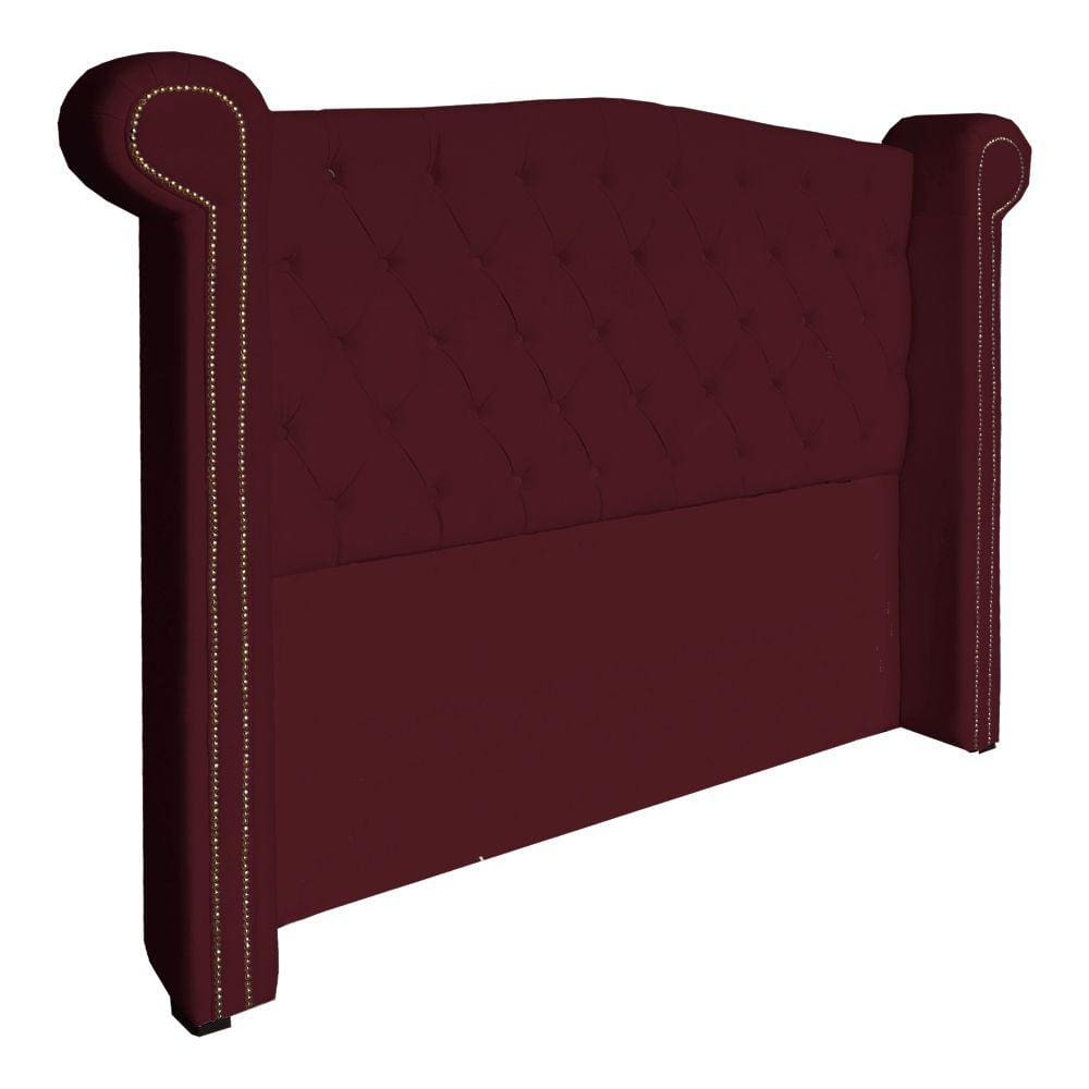 Cabeceira Estofada Sienna Para Cama Box Casal 140 Cm Suede Vermelho Bordo - LM DECOR