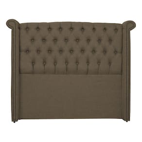 Cabeceira Estofada Sienna Para Cama Box King 195 Cm Linho Marrom - LM DECOR