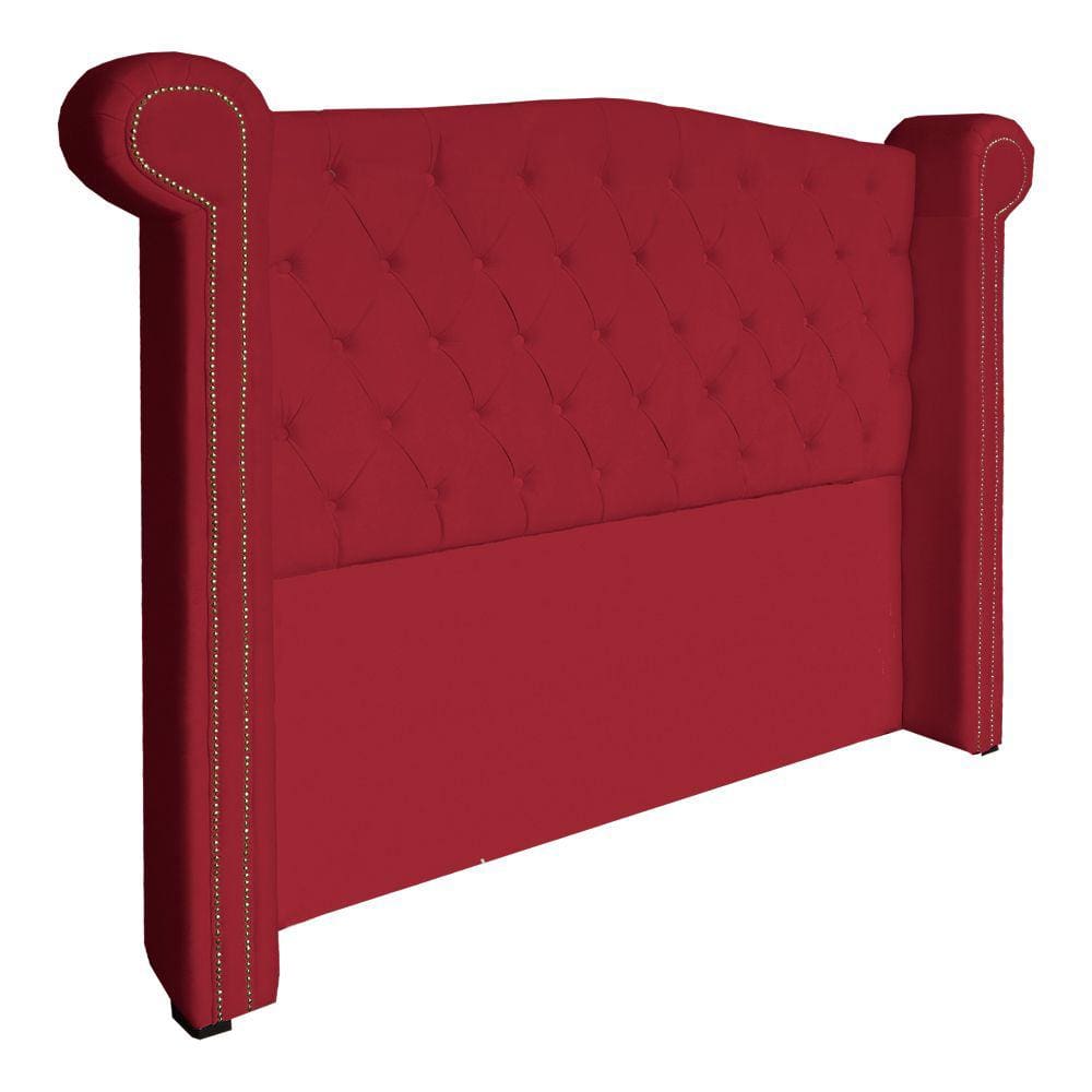 Cabeceira Estofada Sienna Para Cama Box Casal 140 Cm Suede Vermelho - LM DECOR