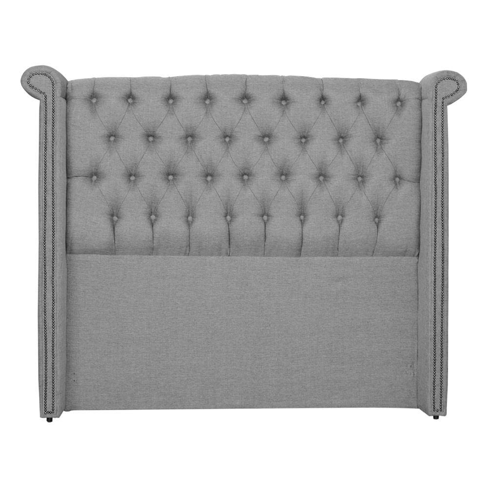 Cabeceira Estofada Sienna Para Cama Box Casal 140 Cm Linho Cinza - LM DECOR