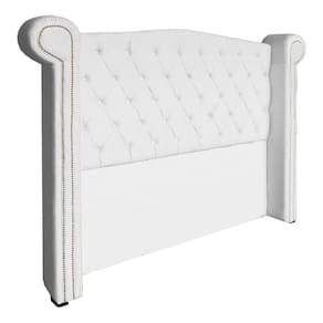 Cabeceira Estofada Sienna Para Cama Box Queen 160 Cm Corano Branco - LM DECOR