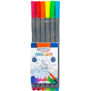 Caneta hidrográfica Fine Liner 6 unidades 0,4mm Marca BRW